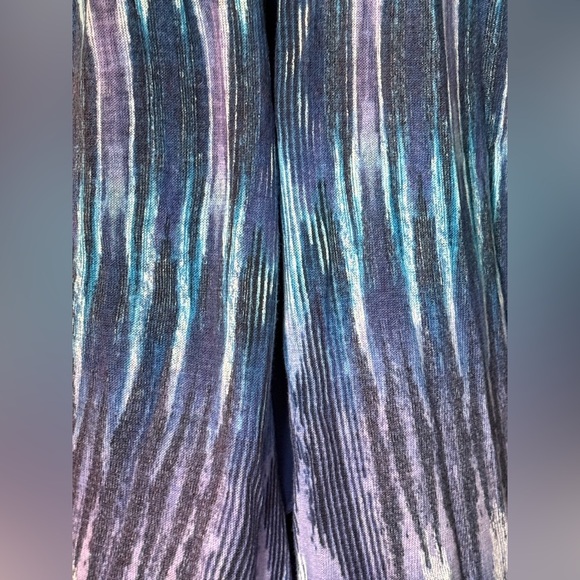 Chicos Women's Sz 2 (US L) Long Sleeve Crepe Trim Blue Print Kimono Cardigan - Picture 8 of 8